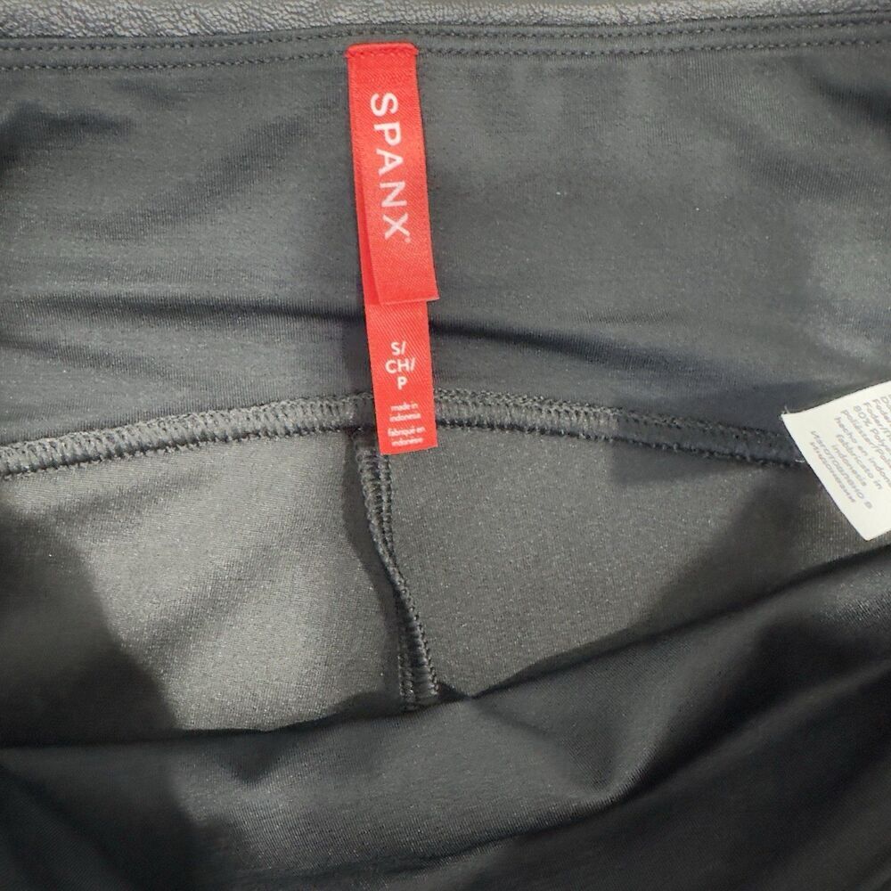 SPANX Faux Leather Like Front-Slit Skinny Pants Black Pull On Size Small NWT - Picture 10 of 14